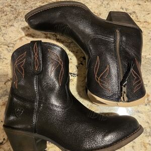 Ariat Black Ankle Boots with Brown Stitching